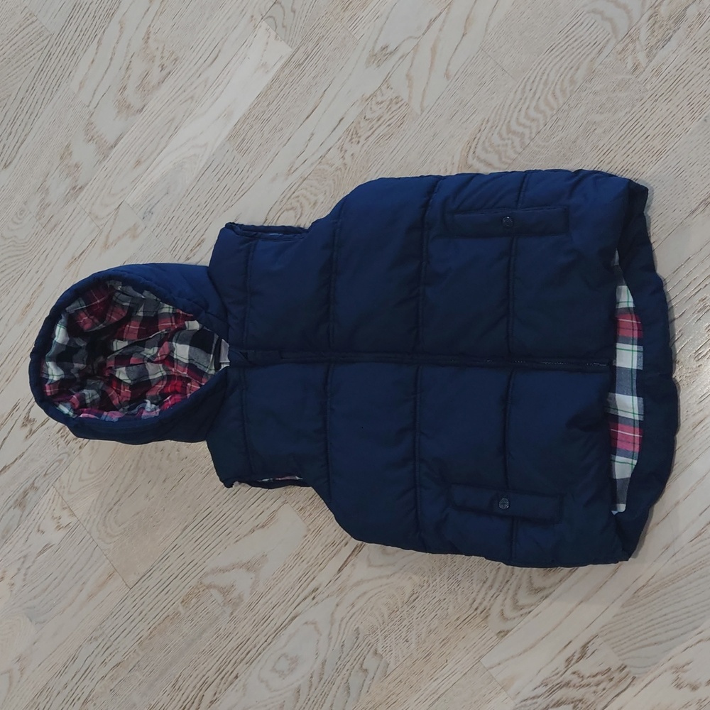Boys Puffer Vest with Hoody - Navy Blue - Size 10